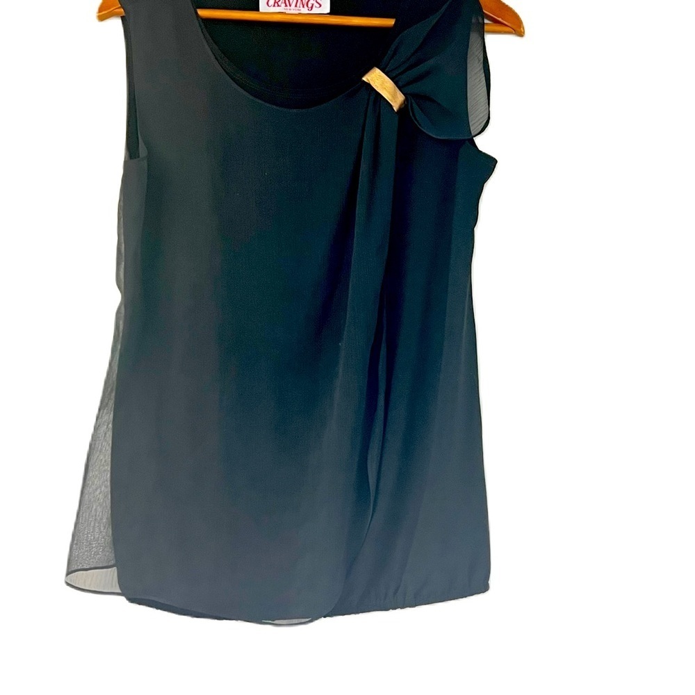 Cravings Maternity Black Layering Top sz S sleeveless gathered leather sheer